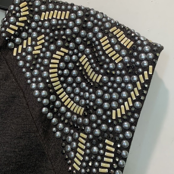 Chin Maggi gray dress beaded shoulder size 8 - Picture 2 of 13